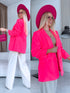 Neon pink, ONE SIZE jacket with gathered sleeves